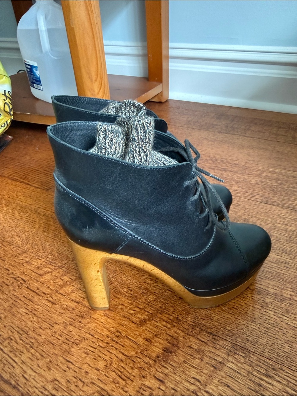 Chloe black lace up booties